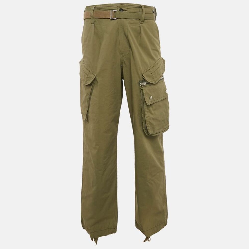 Sacai Green Cotton Cargo Pants L